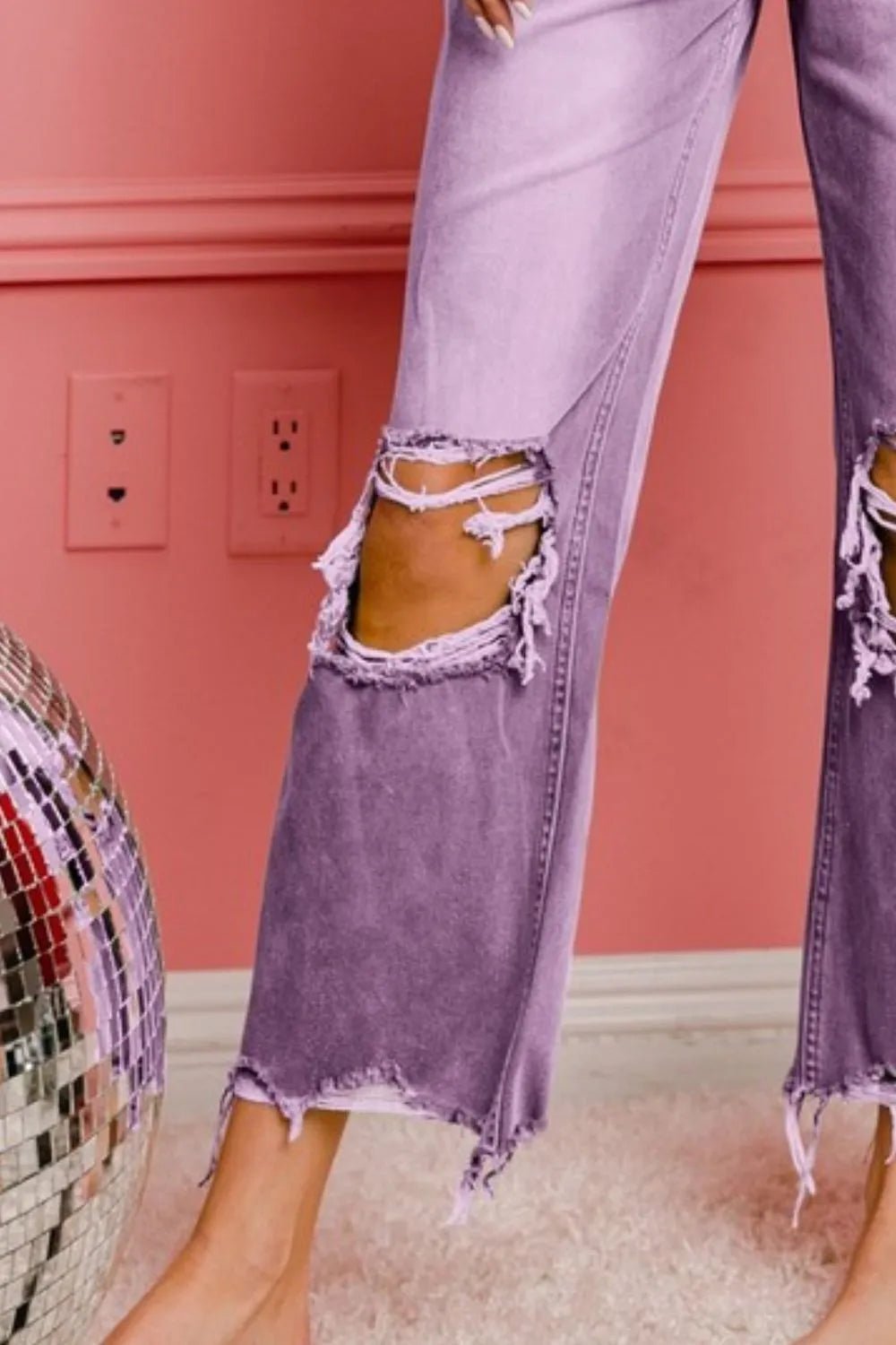 BiBi Distressed Vintage Washed Wide Leg Pants - Studio ZD -