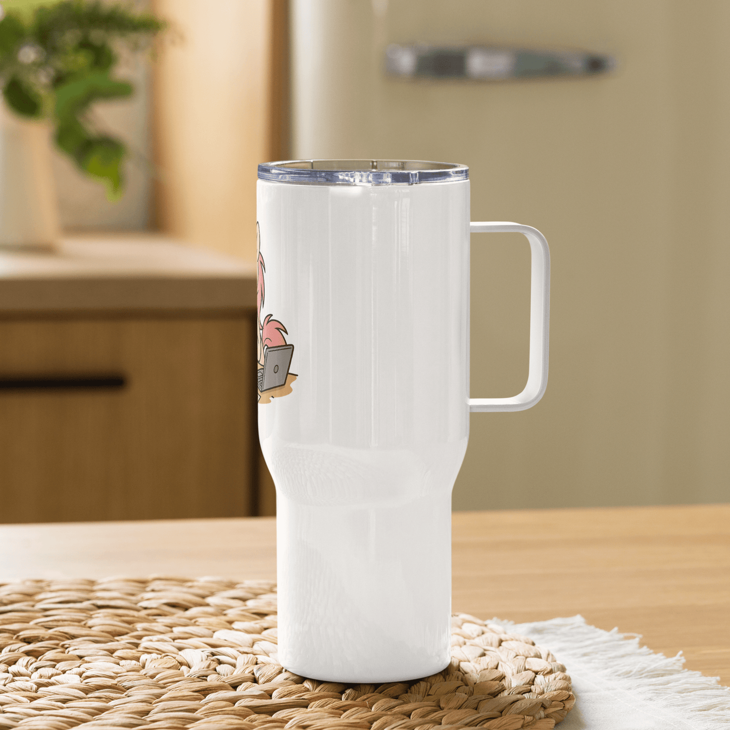 Burnt Out Piper Travel Mug with a handle - Studio ZD -