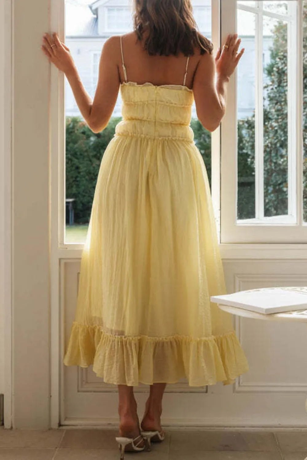 Frill Tied Front Midi Cami Dress - Studio ZD -