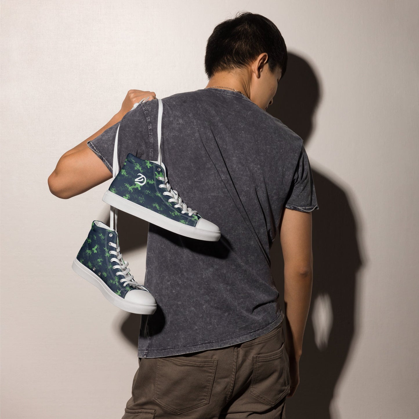 Hybrid Camo Green/Blue - Men’s High Top Canvas Shqoes - Studio ZD -