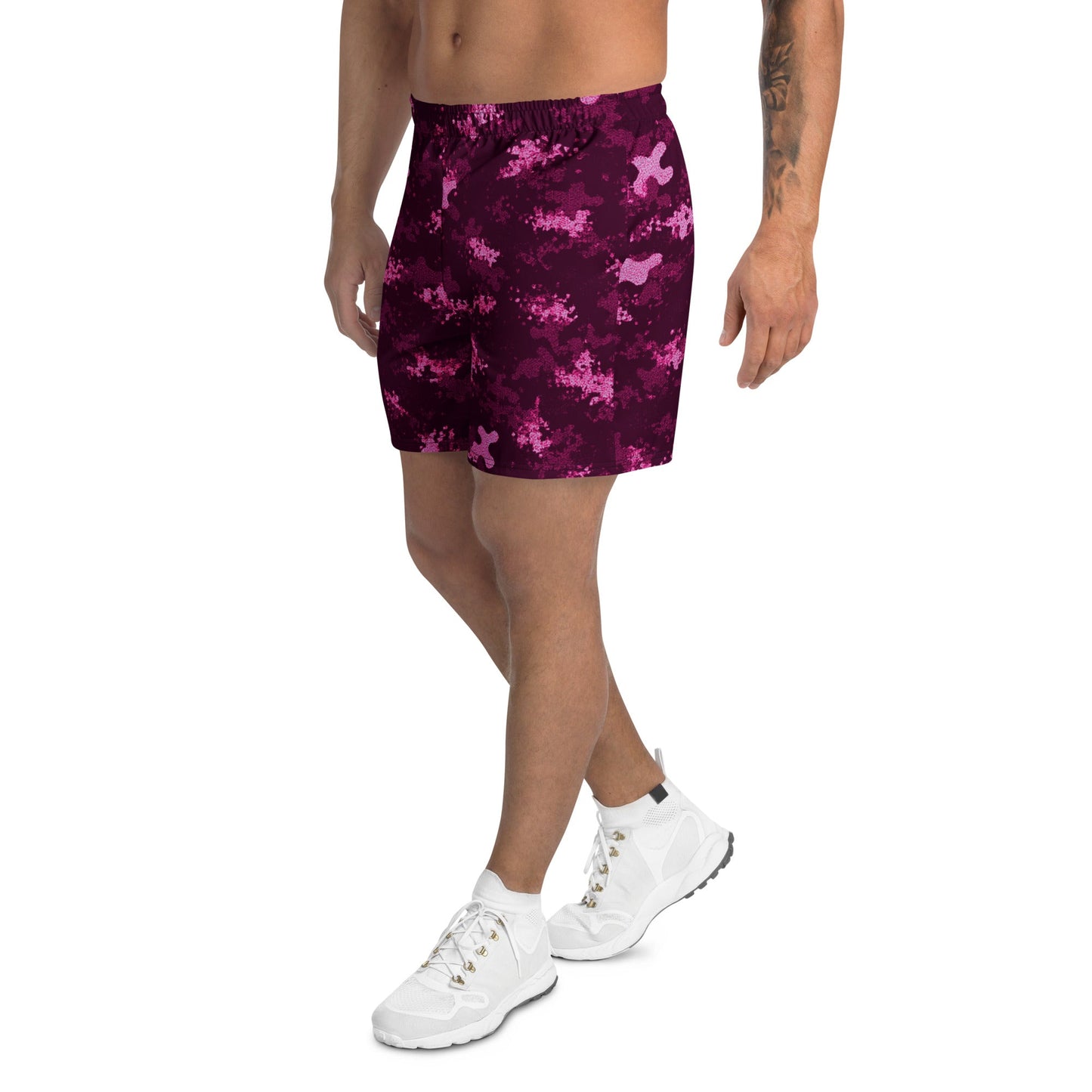Hybrid Camo Pink - Unisex Athletic Long Shorts - Studio ZD - Studio ZD -