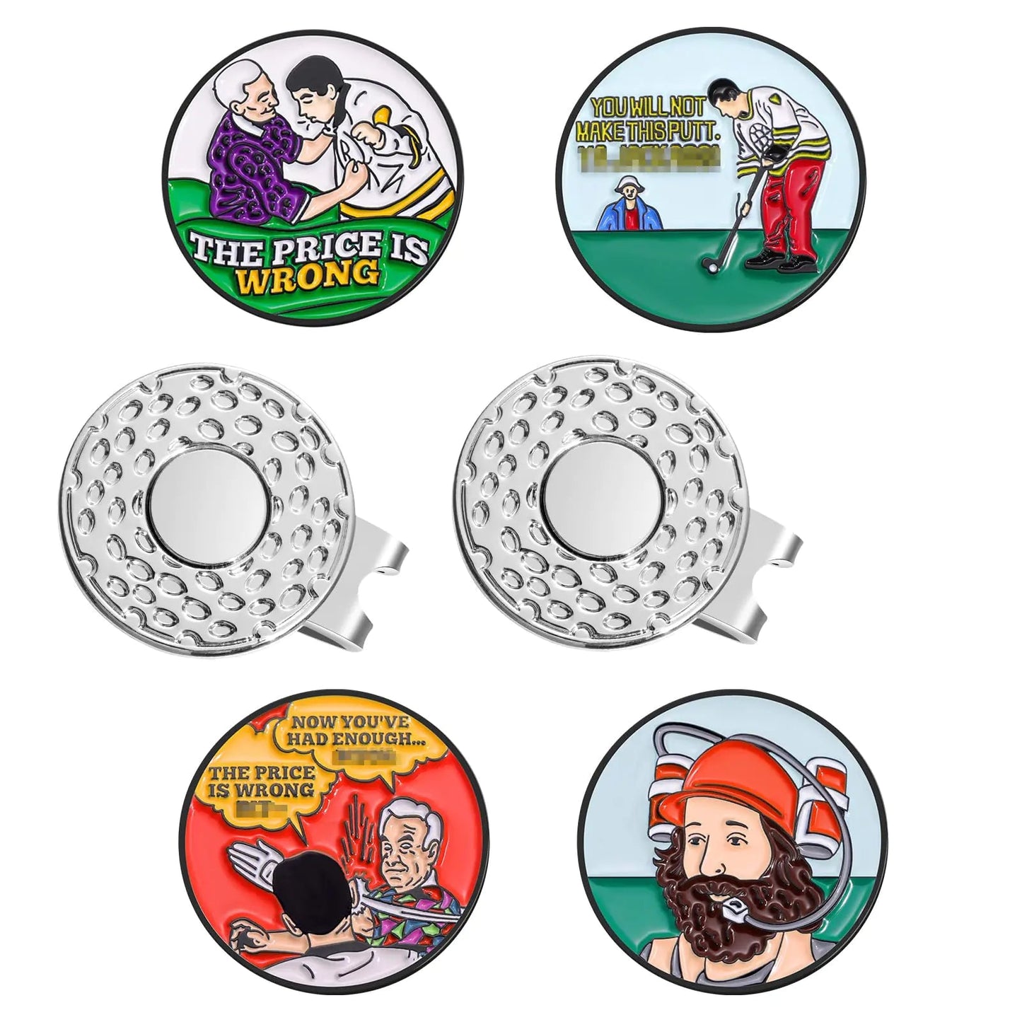 Jecten Happy Magnetic Golf Hat Clips for Putting Green Funny Golf Ball Marker Hat Clips Magnetic Golf Hat Clip with Enamel Metal Ball Markers for Men Women Golf Accessories Gifts - Studio ZD -