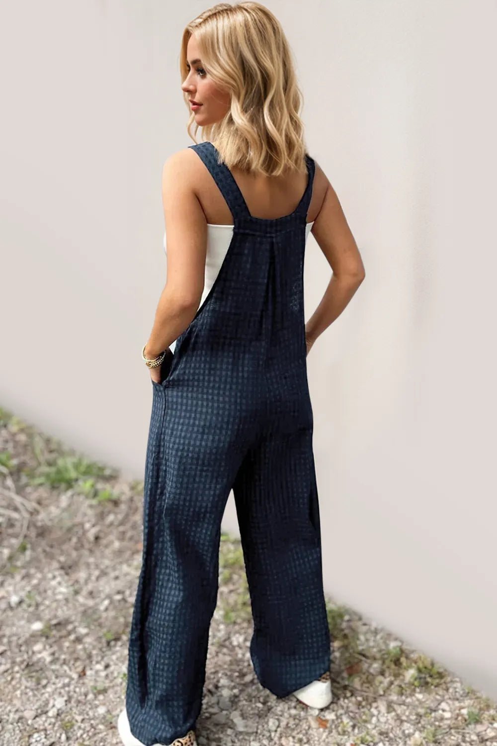 Oh Full Size Plaid Wide Leg Overalls with Pockets - Studio ZD -