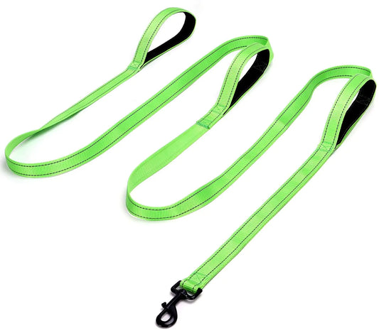 Mycicy 3 Handle Dog Leash 10 FT Triple Handle Dog Leash Reflective Stitching Three Padded Traffic Handles Heavy Duty Dog Leash Training Dog Lead for Control and Safety (Green)