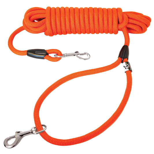 Downtown Pet Supply - Heavy-Duty Corded Dog Leash - Corded Climbing Rope Dog Leash - Recall & Obedience Dog Training Tools - Strong Dog Leash - 50 ft - Orange Dog Leash