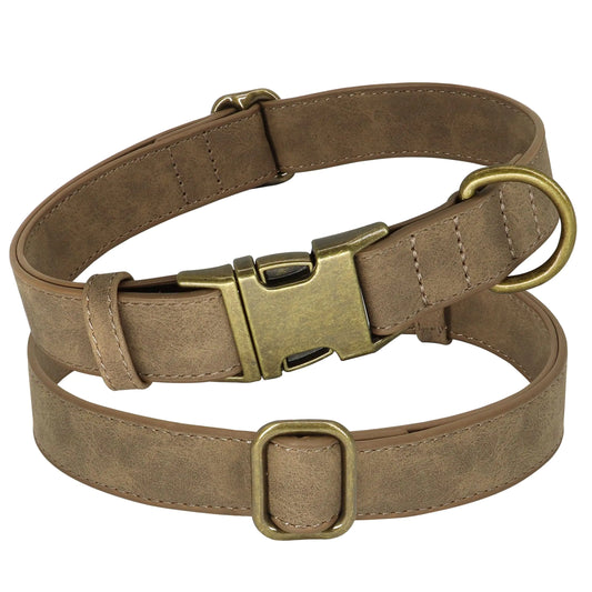 PET ARTIST Leather Dog Collar with Metal Buckle Heavy Duty Dog Collar Adjustable for Medium Dogs