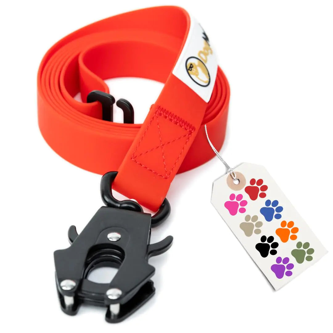 DogNerd 6FT Silicone Dog Leash - Tactical Heavy Duty Dog Leash with Quick Release Carabiner - Perfect Traffic Leash for Large Dogs That Pull Giant Breeds - Odor Proof Waterproof Dog Leash (Red)