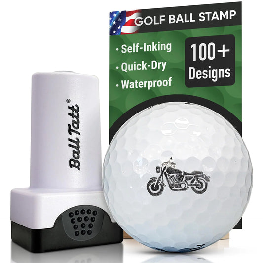 Ball Tatt - Motorcycle Golf Ball Stamp Golf Ball Stamper Self-Inking Golf Ball Stamp Markers Reusable Golf Ball Marking Tool to Identify Golf Balls Golfer Gift Golfing Accessories