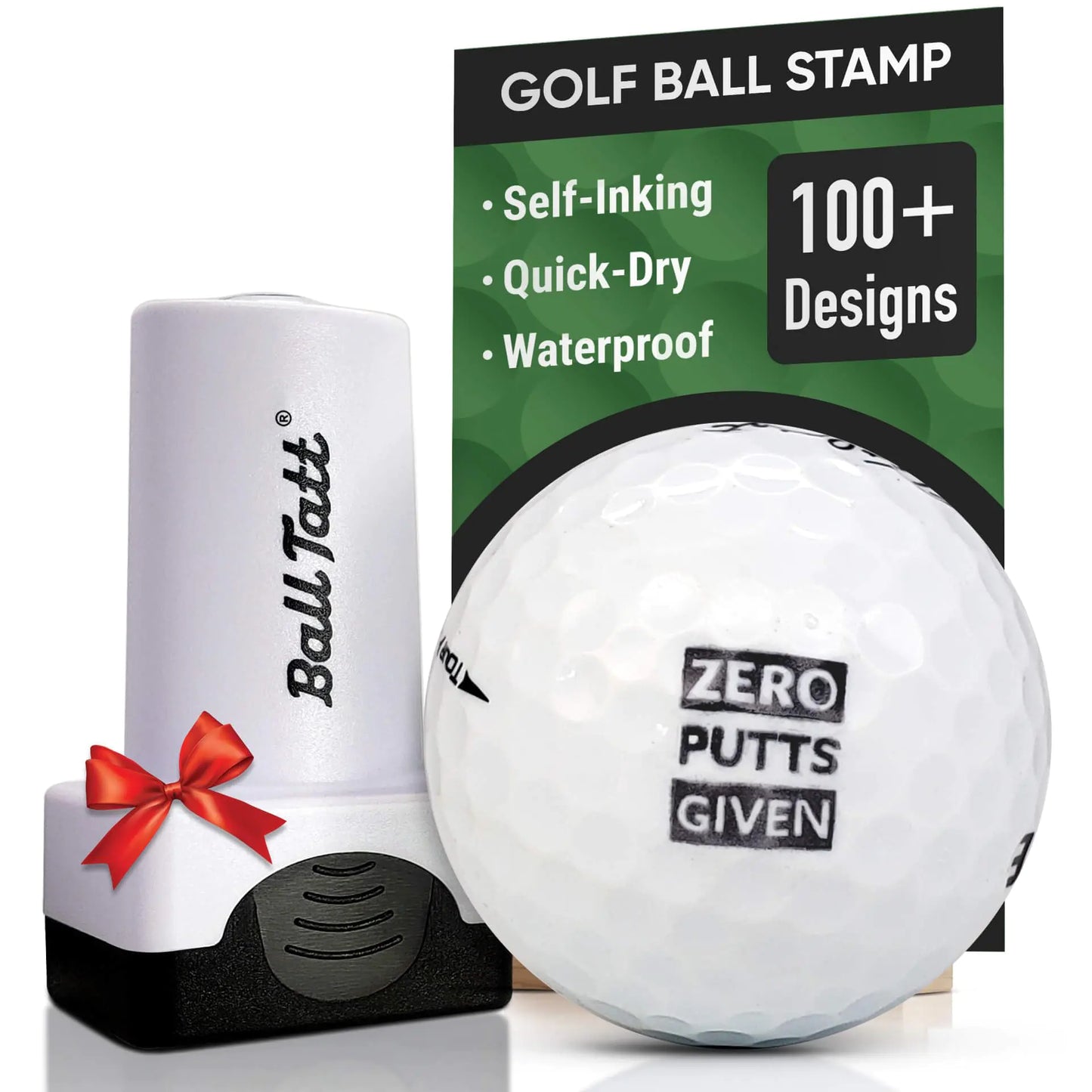 Ball Tatt - Zero Putts Given Golf Ball Stamp Golf Ball Stamper Self-Inking Golf Ball Stamp Markers Reusable Golf Ball Marking Tool to Identify Golf Balls Golfer Gift Golfing Accessories