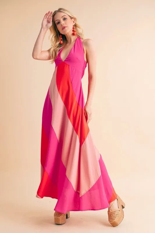 Aemi+Co Color Block Sleeveless Maxi Dress - Studio ZD - 