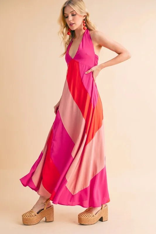 Aemi+Co Color Block Sleeveless Maxi Dress - Studio ZD - 