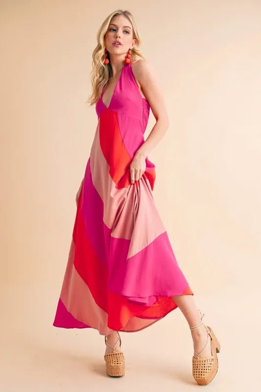 Aemi+Co Color Block Sleeveless Maxi Dress - Studio ZD - 