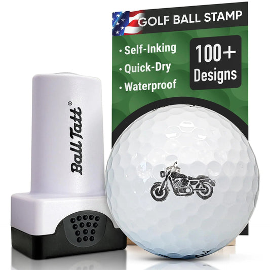 Ball Tatt - Motorcycle Golf Ball Stamp Golf Ball Stamper Self - Inking Golf Ball Stamp Markers Reusable Golf Ball Marking Tool to Identify Golf Balls Golfer Gift Golfing Accessories - Studio ZD - 