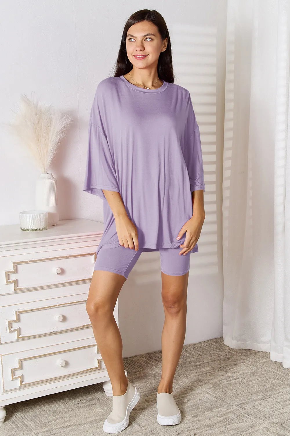 Basic Bae Full Size Soft Rayon Three - Quarter Sleeve Top and Shorts Set - Studio ZD - 