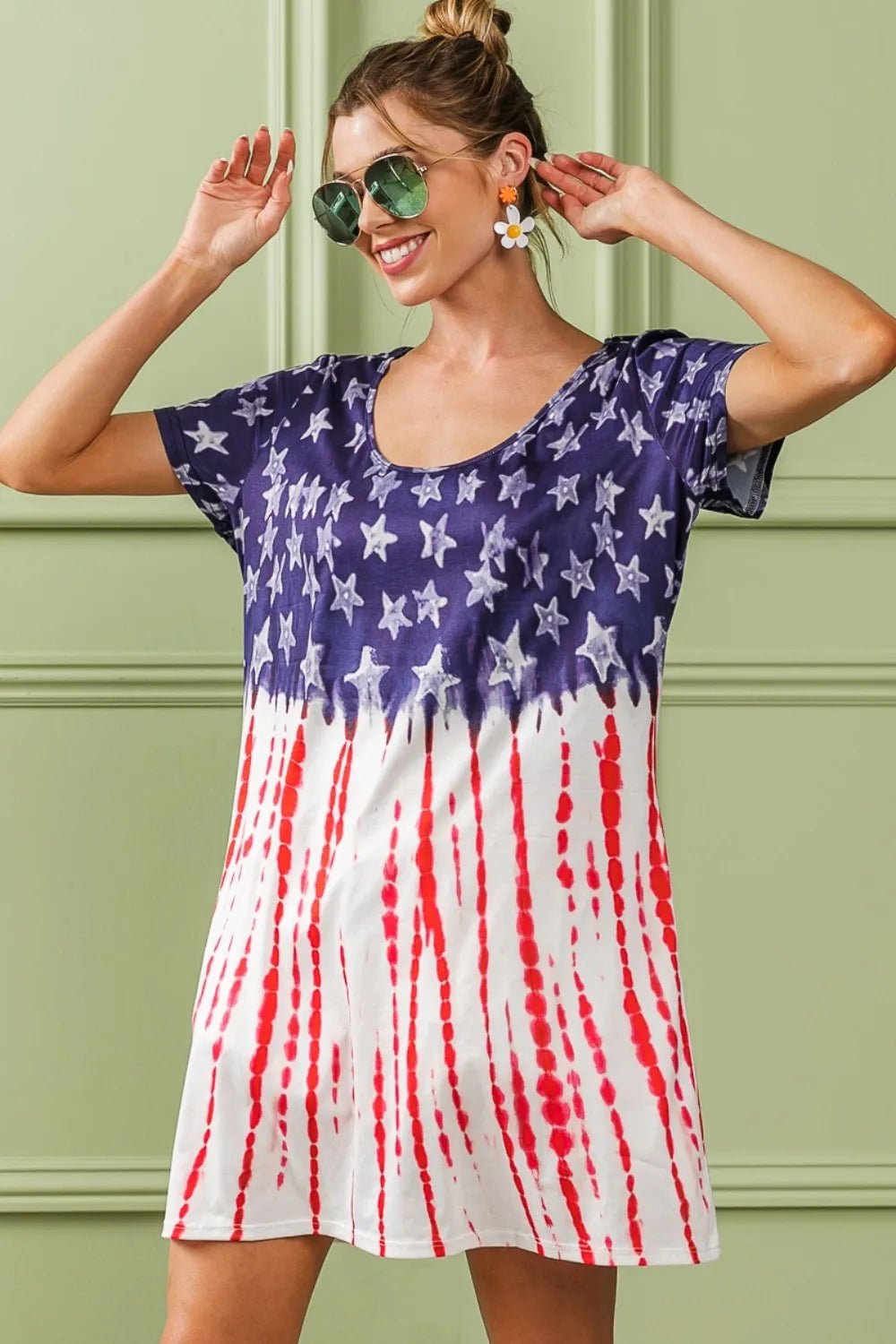 BiBi American Flag Theme Tee Dress - Studio ZD - 