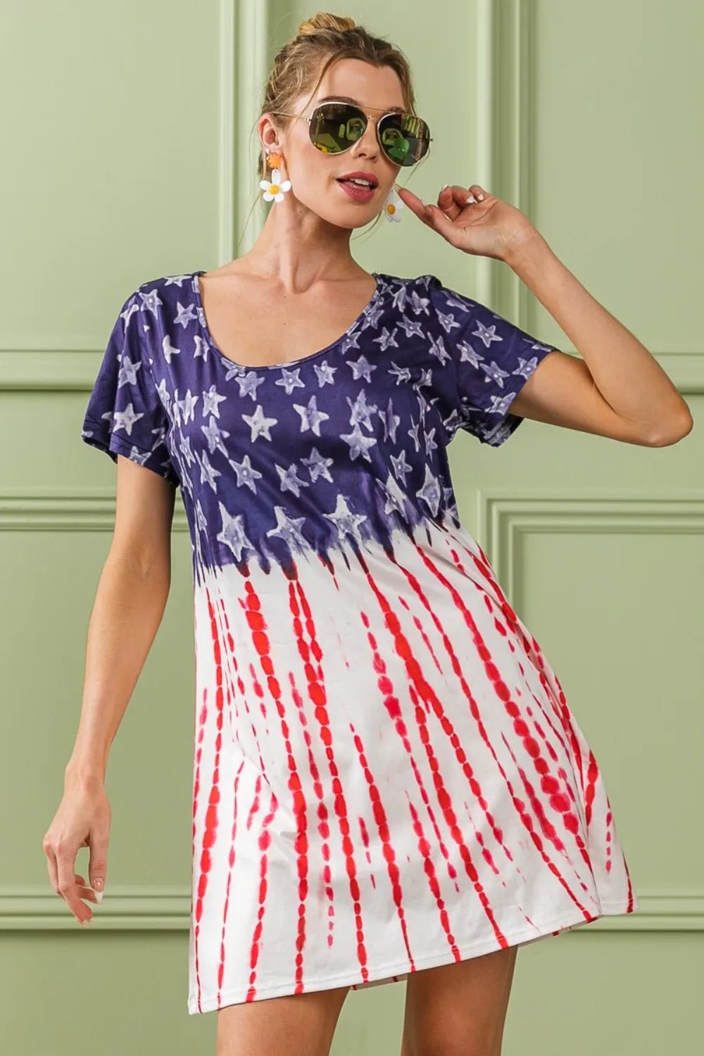 BiBi American Flag Theme Tee Dress - Studio ZD - 