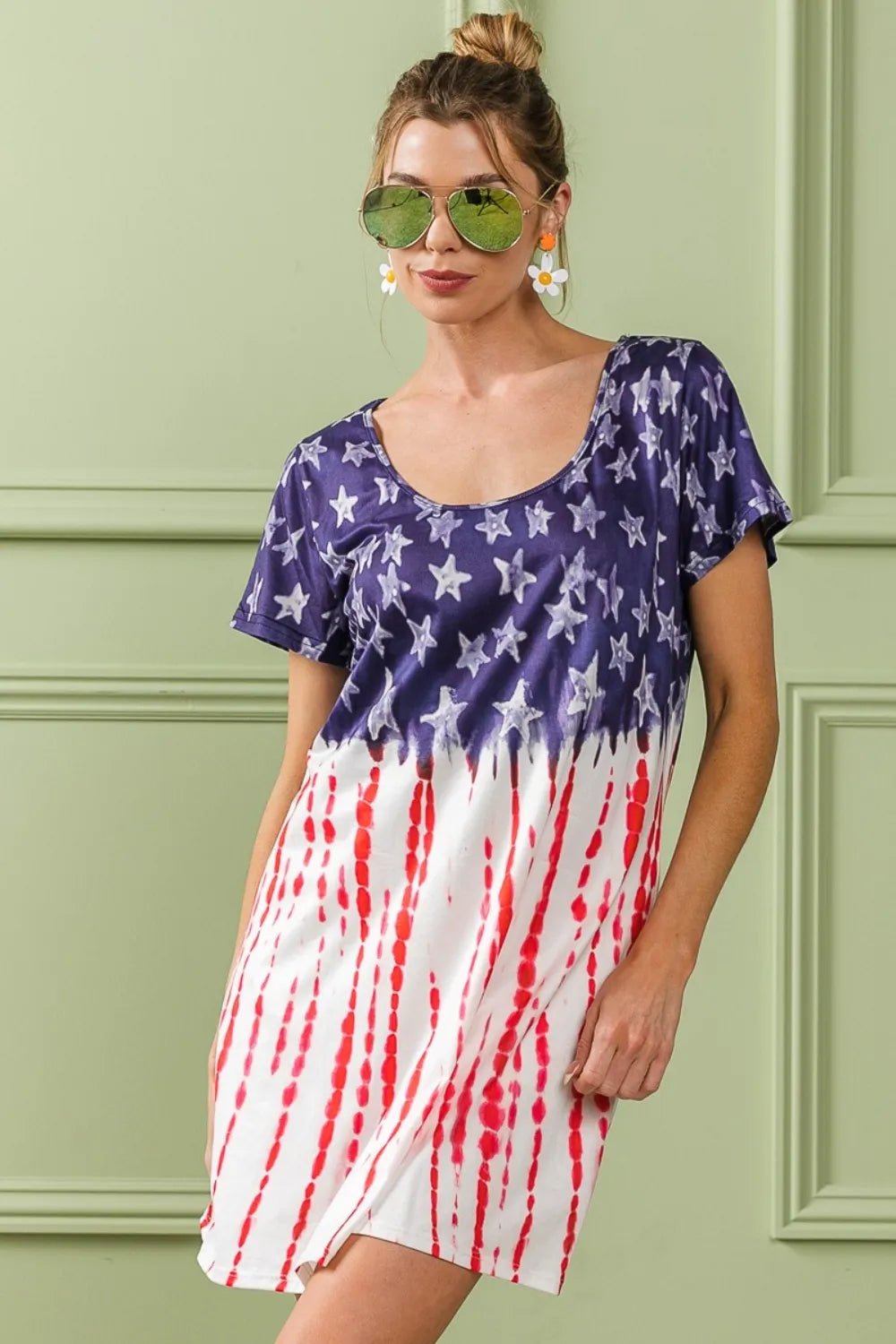 BiBi American Flag Theme Tee Dress - Studio ZD - 