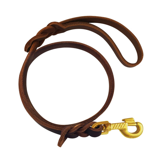 Dog Leash Short Leather Dog Leash Leather Short Leash for Dog Training Short Dog Traffic Lead Leash for Large Dogs Walking Dog Training Leash Dog Training Lead Brown 2.5ft - Studio ZD - 