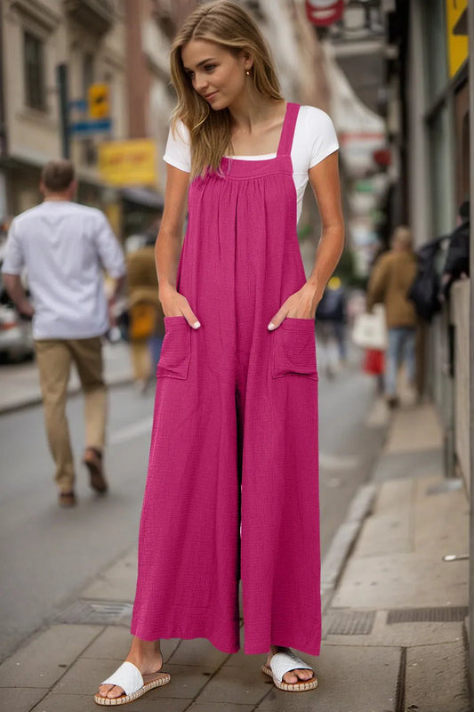 Double Take Full Size Wide Leg Overalls with Pockets - Studio ZD - 