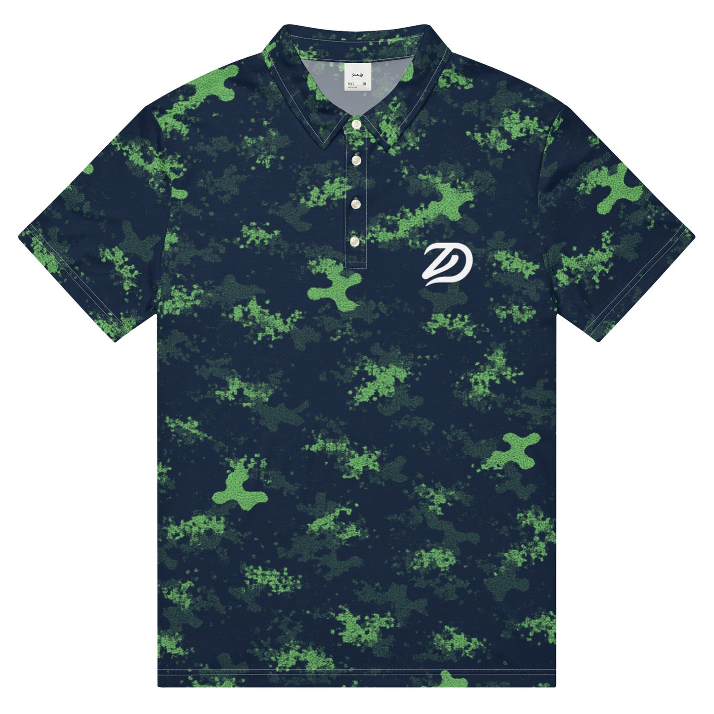 Hybrid Camo Green/Blue - Men’s Slim Fit Polo - Golf ZD - Studio ZD - 
