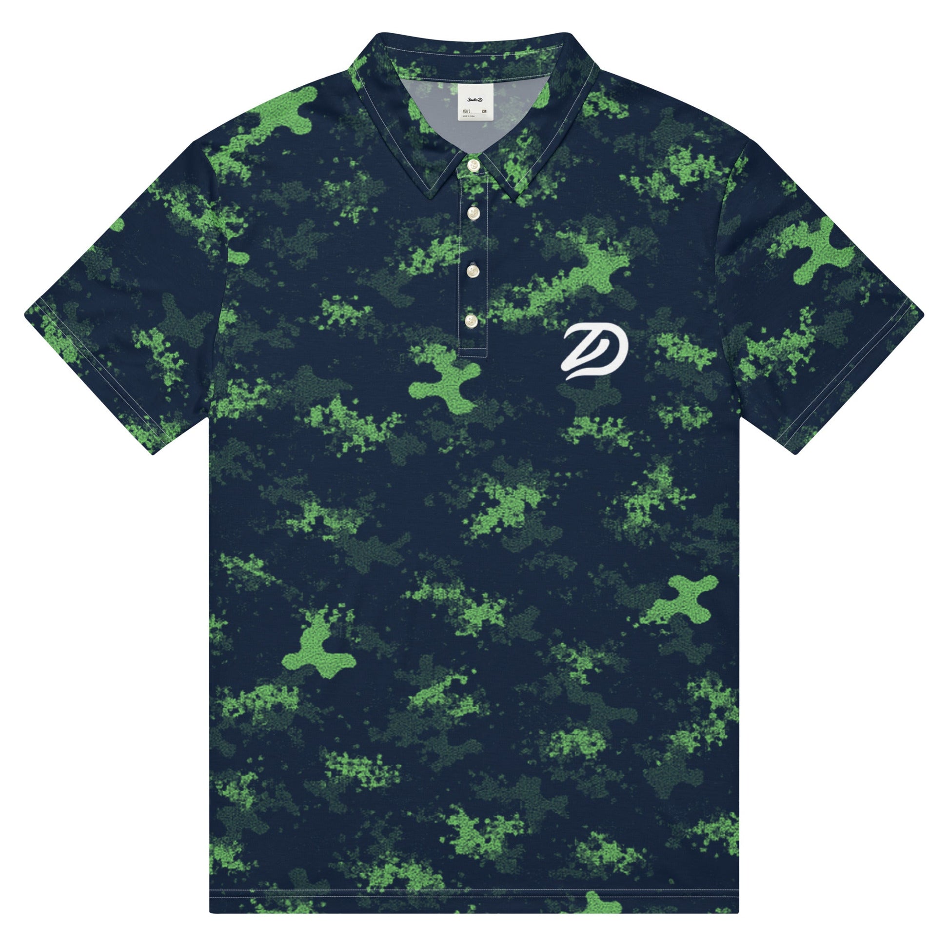 Hybrid Camo Green/Blue - Men’s Slim Fit Polo - Golf ZD - Studio ZD - 