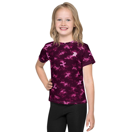 Hybrid Camo Pink - Kids Crew Neck T-Shirt - Studio ZD - 
