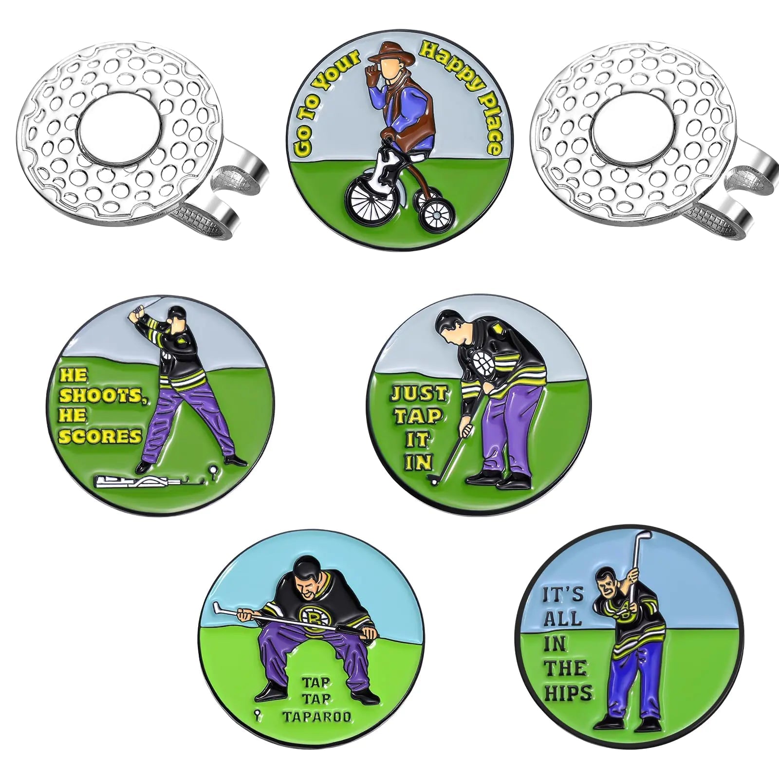 Jecten Funny Ball Marker Hat Clip Magnetic Enamel Golf Ball Markers for Putting Green Golf Ball Marker with Magnetic Hat Clip Unique Gift for Golf Lovers - Studio ZD - 
