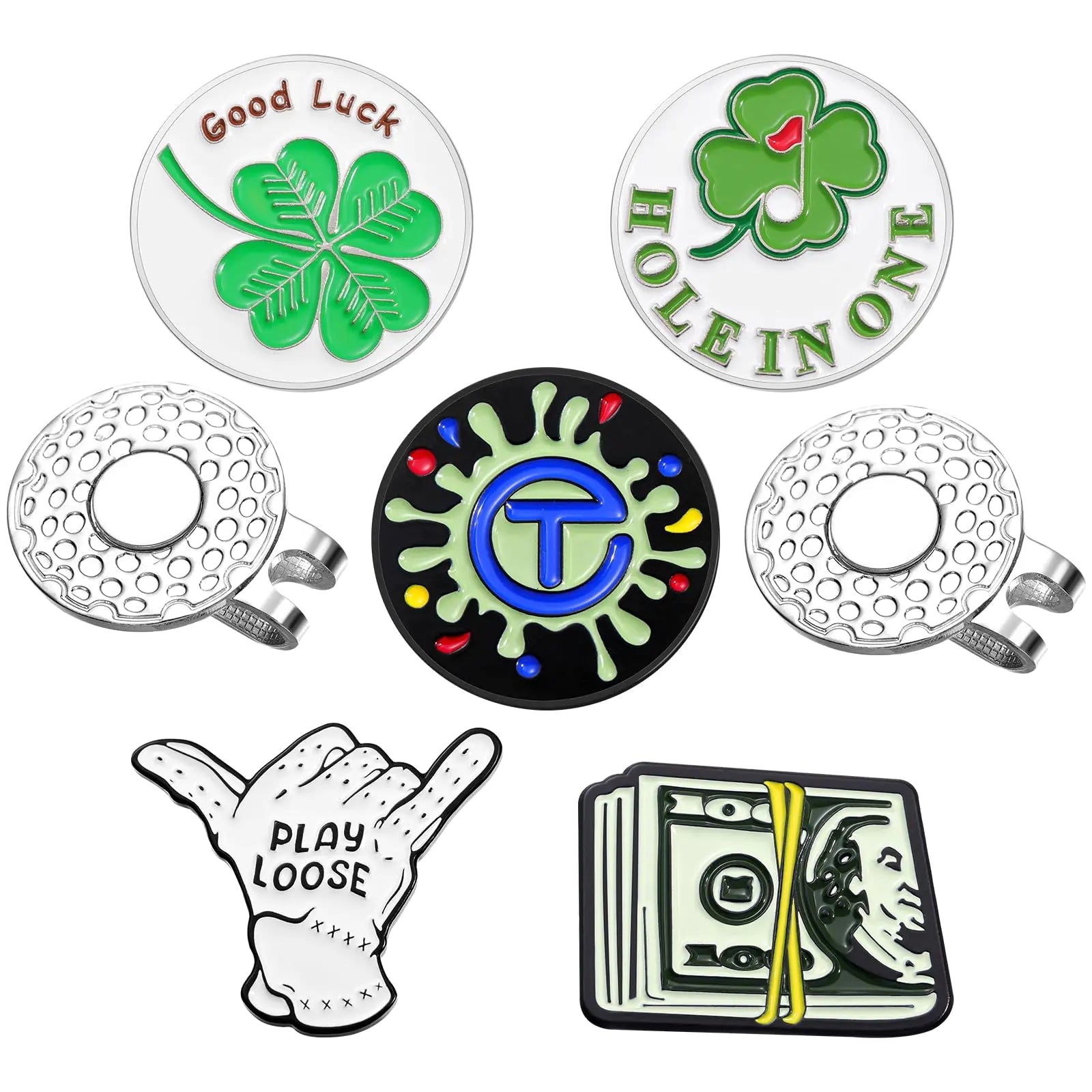 Magnetic Golf Ball Marker Clips Novel Enamel Golf Ball Markers Golf Ball Marker Hat Clip Magnet for Men Women Golfer Gifts - Studio ZD - 