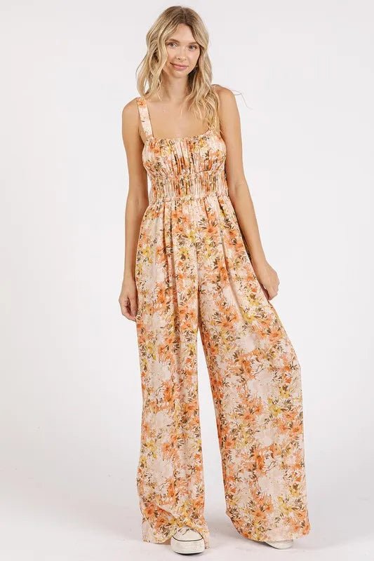 Mittoshop Flower Print Gathered Bust Sleeveless Jumpsuit - Studio ZD - 