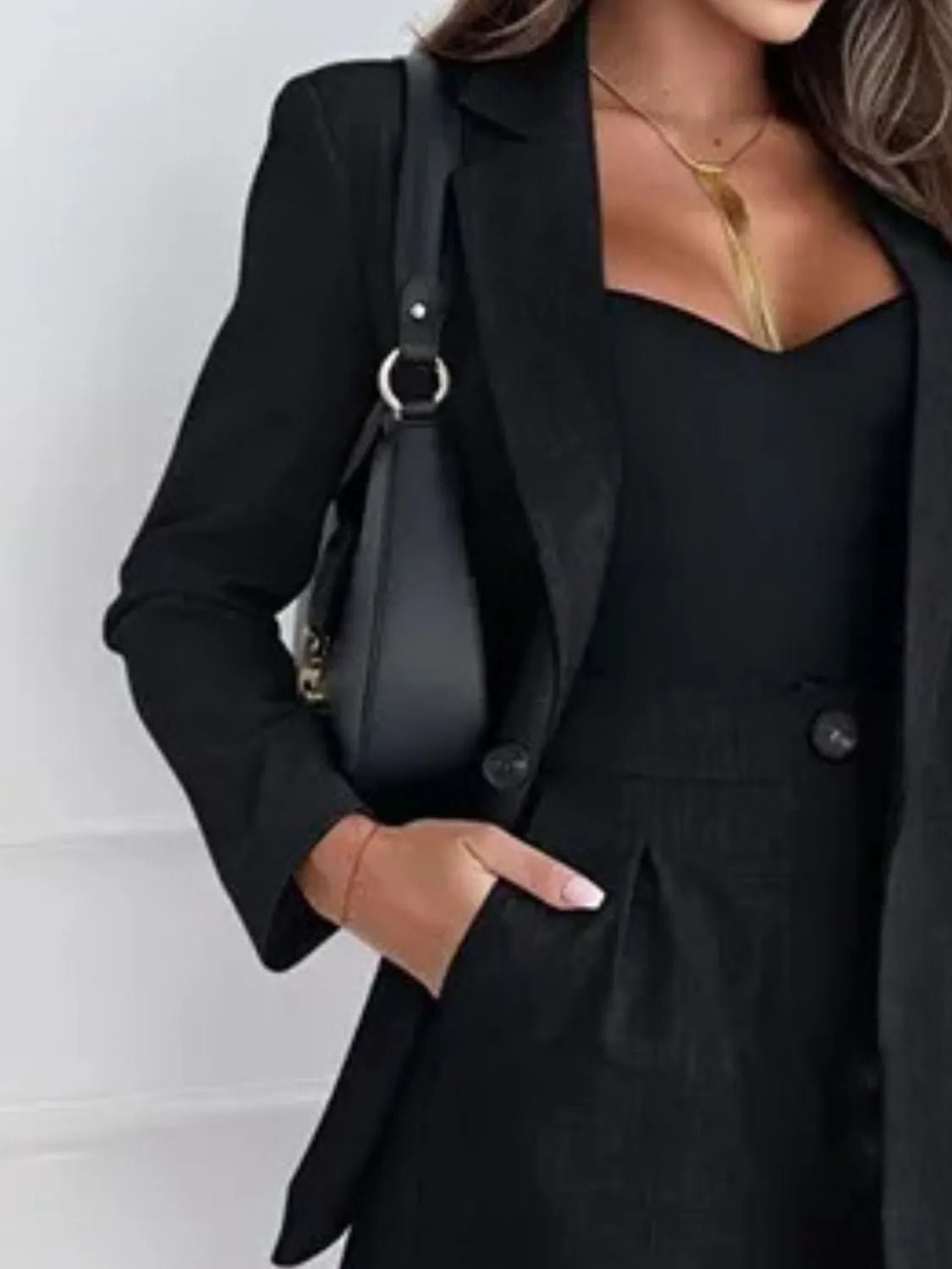 One Button Lapel Collar Blazer and Shorts Set - Studio ZD - 