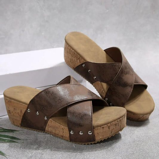 Open Toe Wedge Sandals - Studio ZD - 