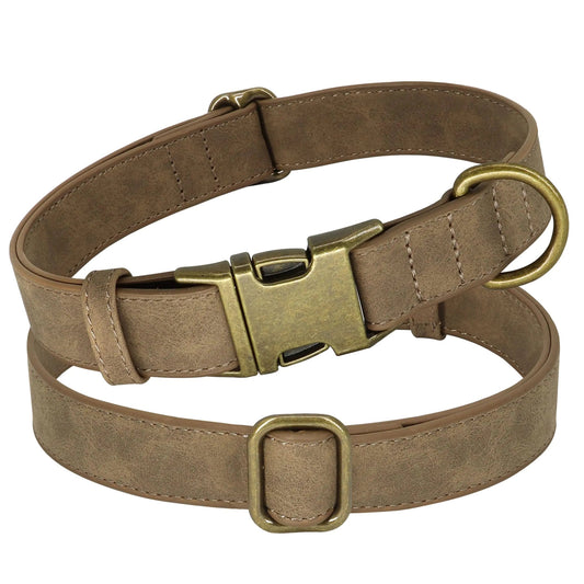 PET ARTIST Leather Dog Collar with Metal Buckle Heavy Duty Dog Collar Adjustable for Medium Dogs - Studio ZD - 