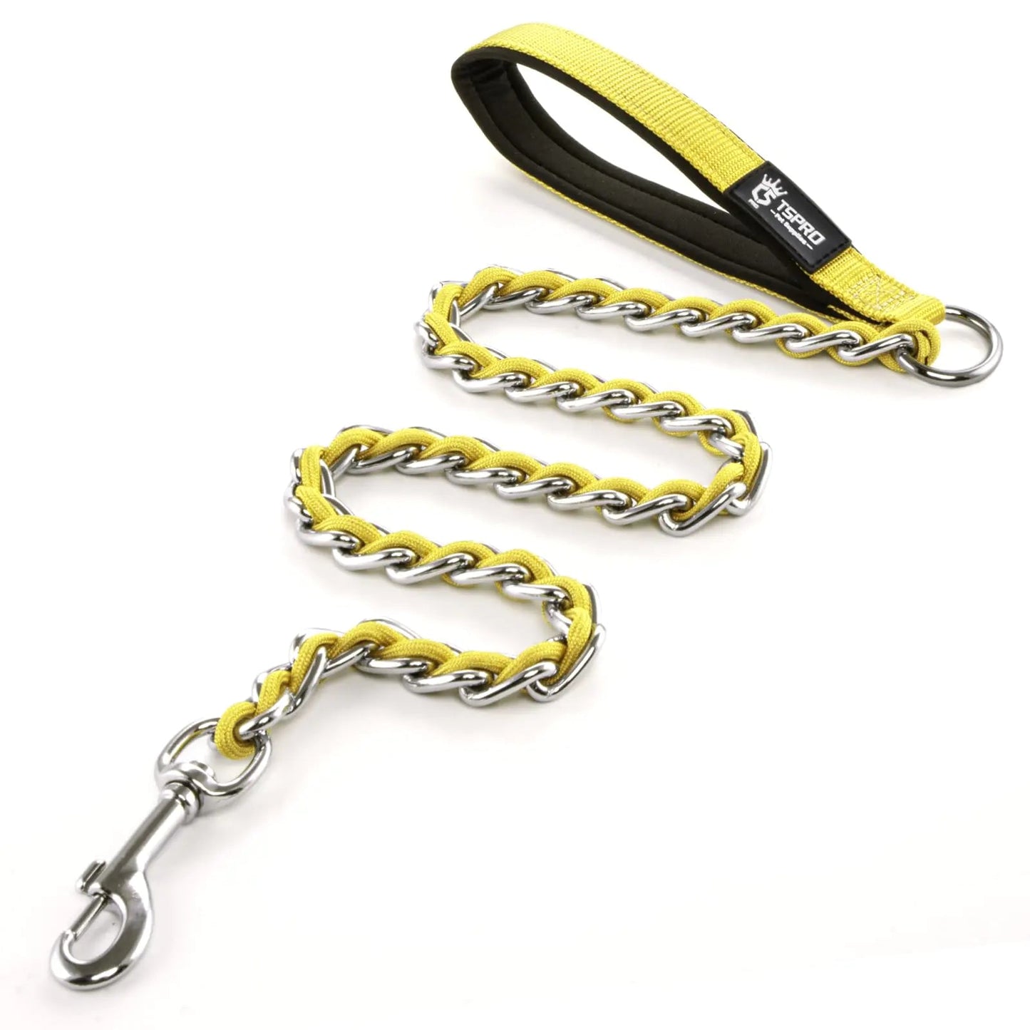 TSPRO Chew Proof Dog Leash 3.3 FT Stainless Steel Dog Leash Metal Training Dog Leash with Soft Handle for Medium Large Dog (4MM Yellow) - Studio ZD - 