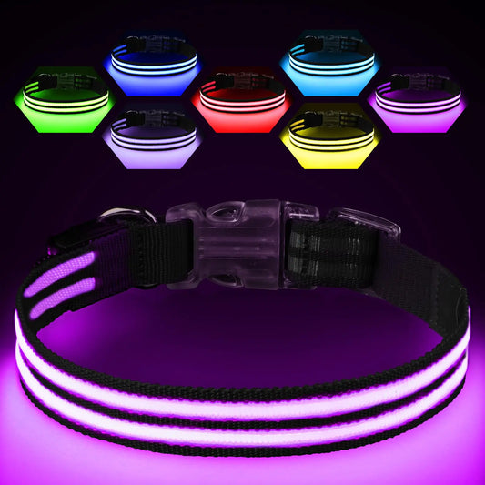 S -Light Up Dog CollarLED Dog Collar Light RechargeableGlow in The Dark Dog Collar WaterproofAdjustable Lighted Dog Collar for Small Medium Large DogsBlackS