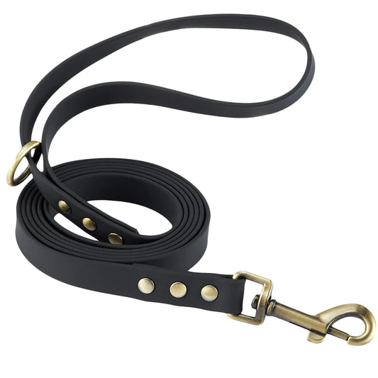 Waterproof Dog Leash 5Ft Dog Leash Strong Coated Nylon Webbing with Bronze Hardware Dog Lead Easy to Clean High Performance Walking Dog Leash Dog Long Leash (Black 5/8 X 5FT)